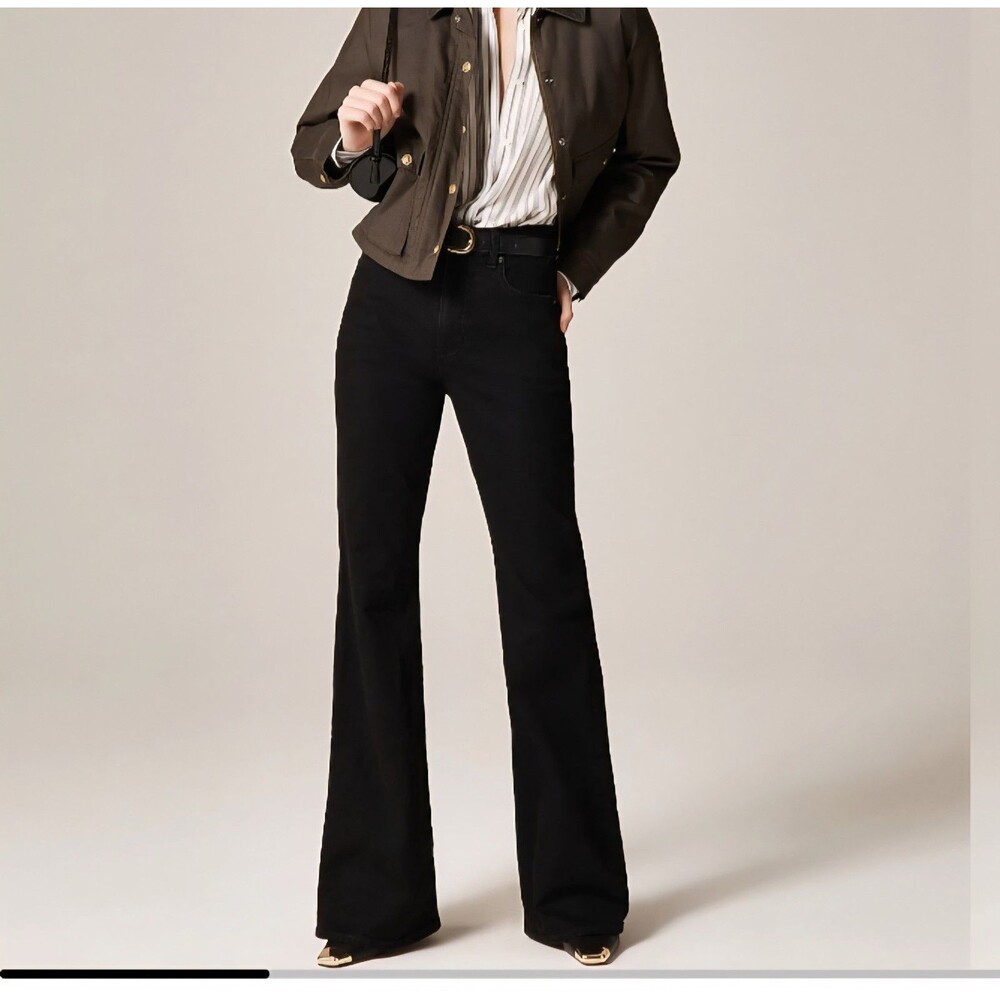 J.CREW Vintage Flare Jeans High Rise Black Rinse Semi Stretch CN352 Size 27 NWT